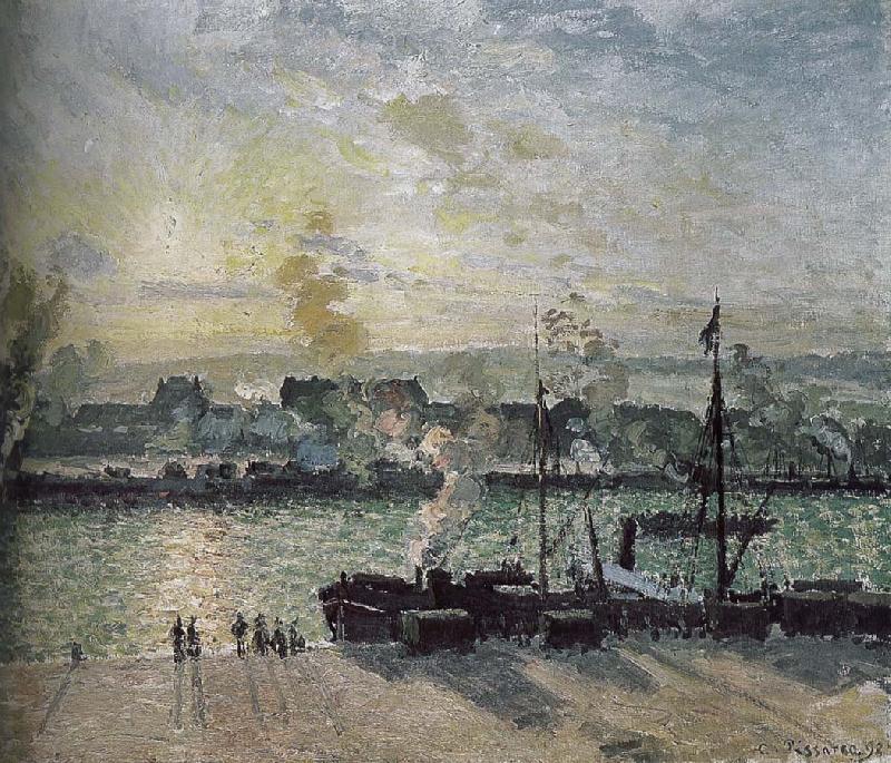 Camille Pissarro sunset port oil painting image